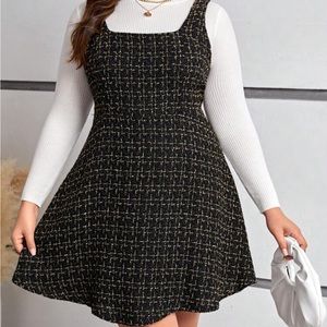 NWT Black and Gold Tweed Sleeveless Dress